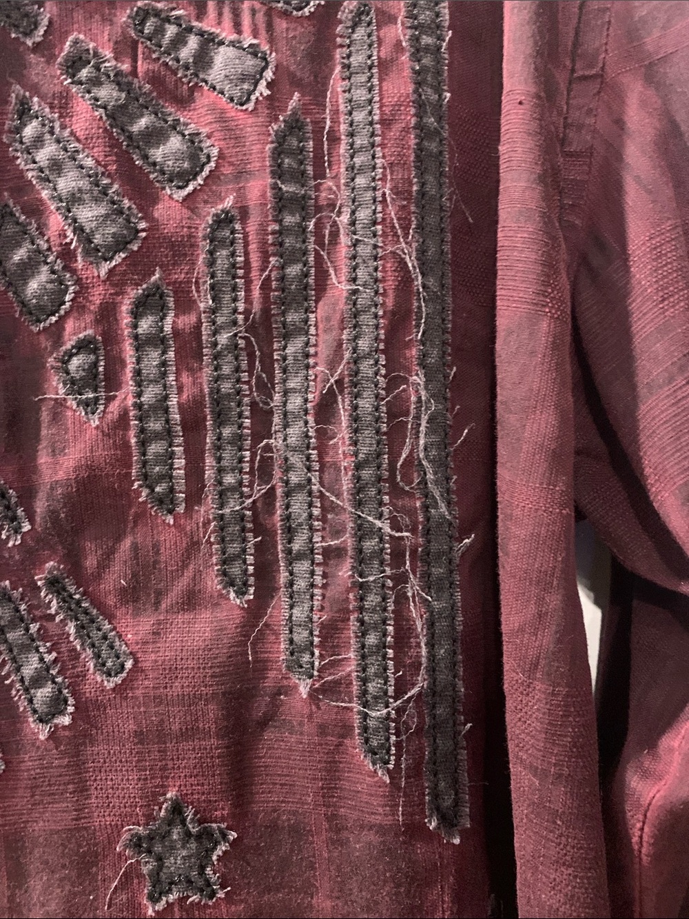 Affliction Men's Burgundy Plaid Button-Down Shirt with Graphic Back - Picture 4 of 6